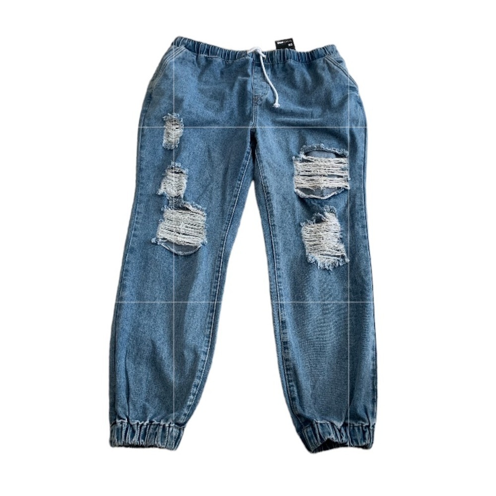 FashionNova | Take the Lead Ripped Denim Jogger New With Tags NWT Size 2X